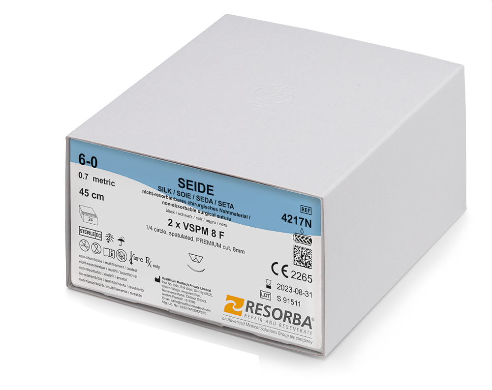 Шовк USP 3-0 чорний, довжина нитки 75 см, зворотньо-ріжуча голка 24 мм, 3/8 кола